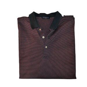 Peter Millar Striped Blue Magenta Red Polo Short Sleeve Shirt Large